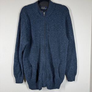 Pendleton Zip Up Cardigan Sweater Mens Large Blue Washable Wool Eclectic Grandpa